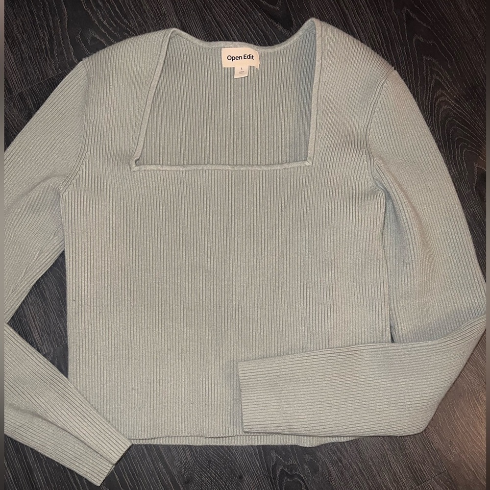 Open edit long sleeve square neck